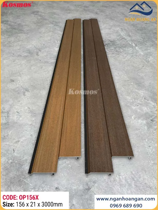 Tấm Ốp Trần Gỗ Nhựa Ngoài Trời 2 Da Kosmos OP156X Walnut